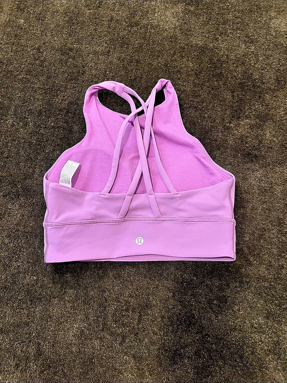 lululemon Energy High-Neck Longline Bra Pink Sports Bra
